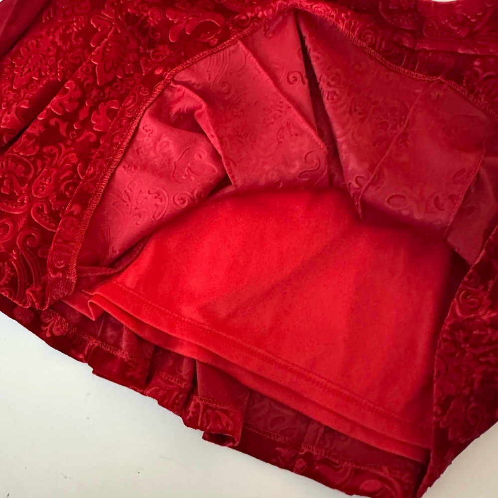 Sugar Thrillz/Dolls Kill Red December Dilemma Embossed Brocade Mini Skirt NWT S - Picture 10 of 16